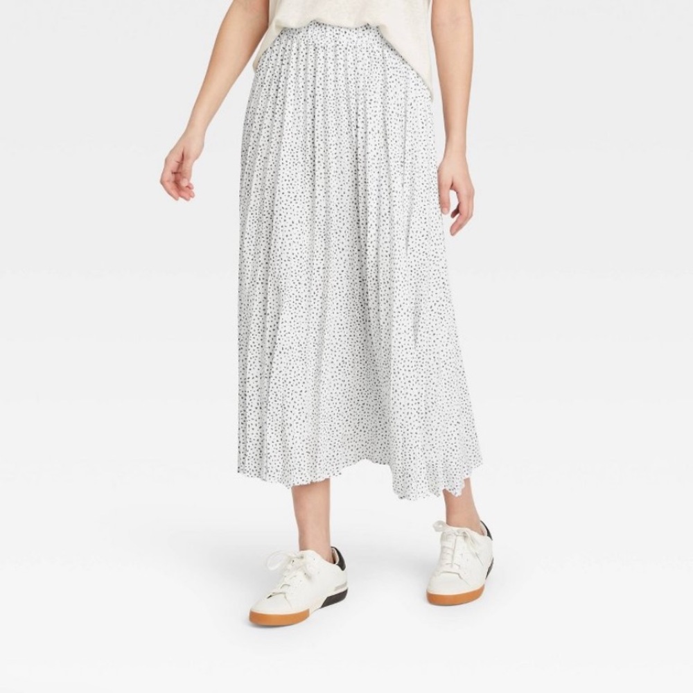 Target shite and gray speckled midi skirt